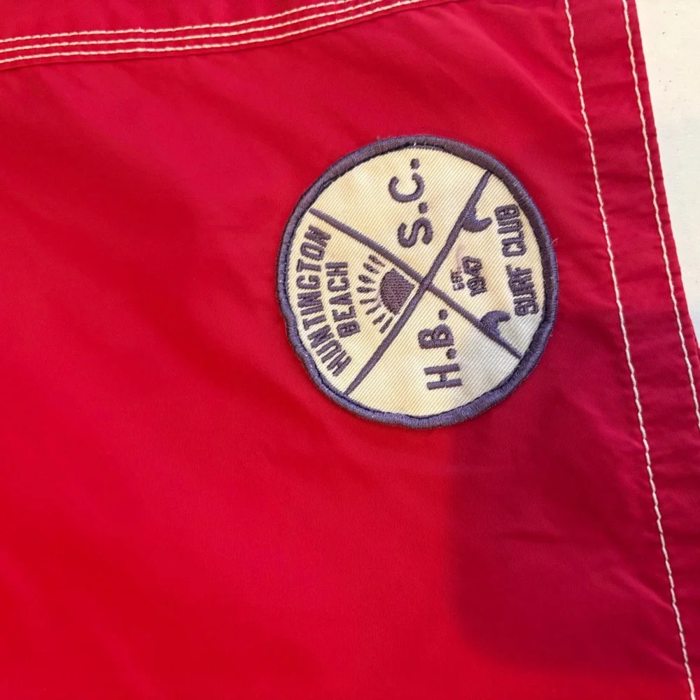 Y2K Old Navy Mens Red Huntington Beach Surf Club Board Shorts Swim Trunks Size M